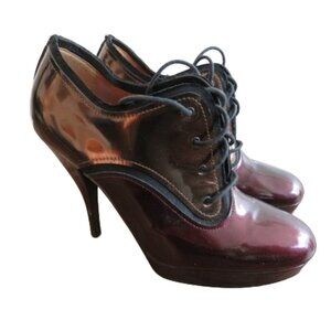 LANVIN River 2009 Collection Mirrored Patent Bronze Heel Platform Lace Up Shoes